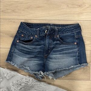 American Eagle Outfitters Blue Jean Shorts Distressed Hem